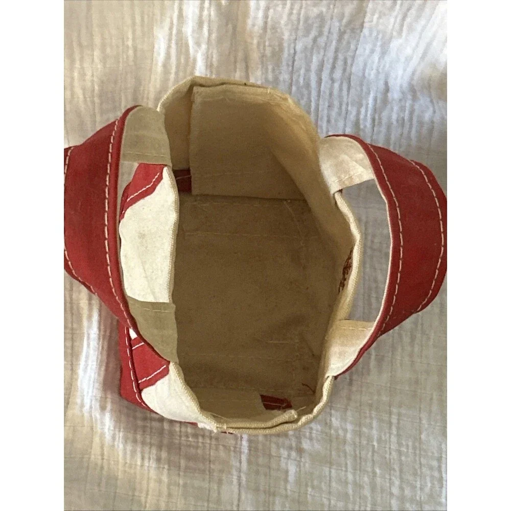 LL Bean CHRISTMAS Embroidered SNOWFLAKE Mini MICRO CANVAS Boat & Tote RED